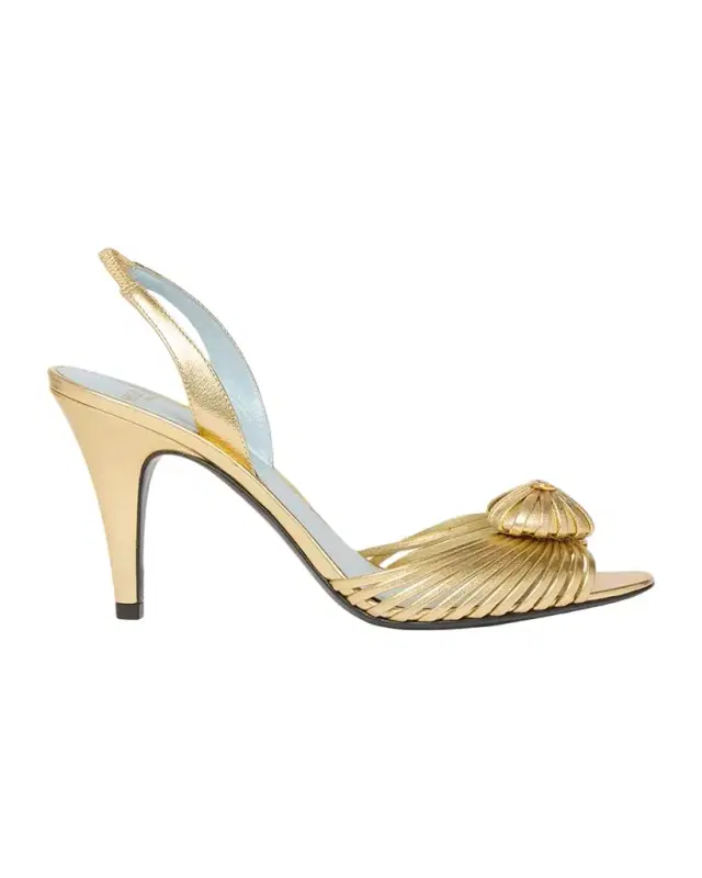 Valentino Garavani Coeur Royal 8mm Laminated Nappa Leather Slingback Sandals