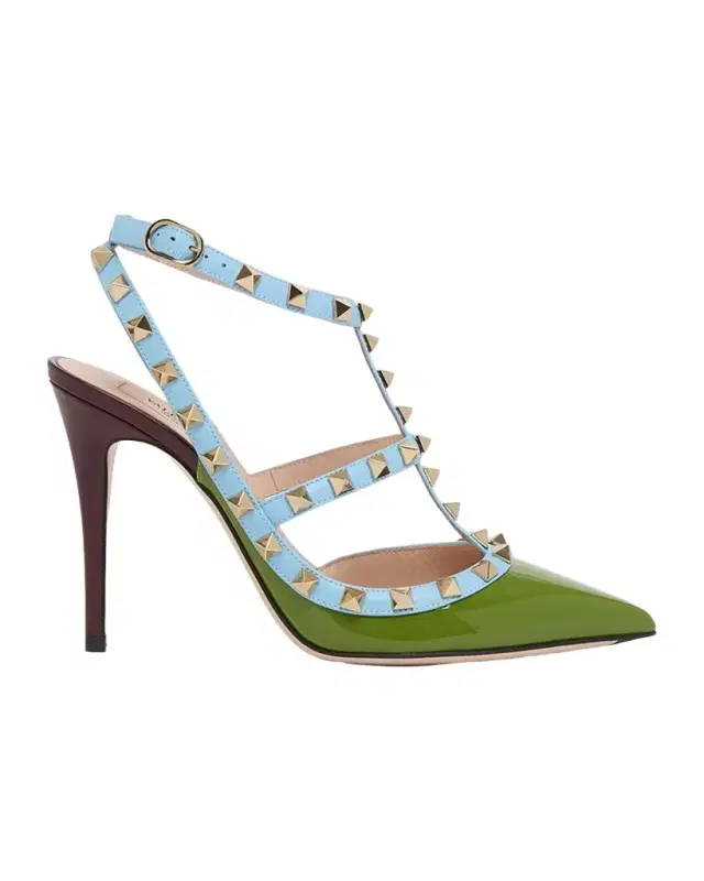 Valentino Garavani Rockstud 100mm Studded Leather Strappy Pumps