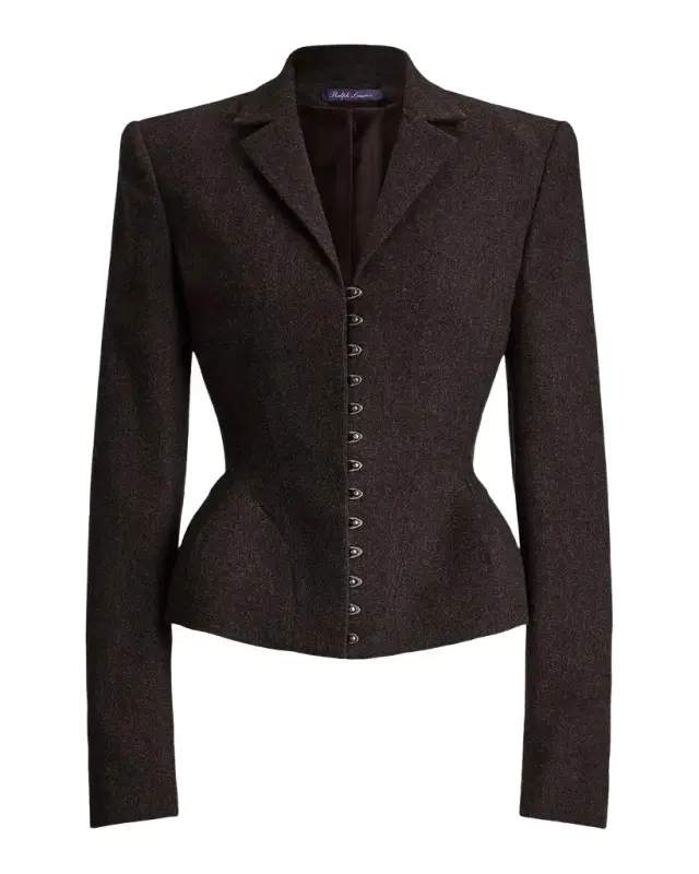 Ralph Lauren Collection Joleene Wool Herringbone Structured Jacket