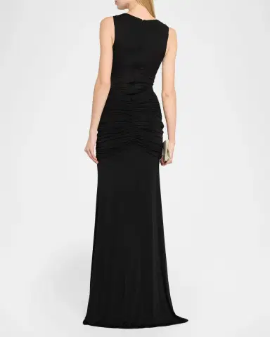 Lapointe Sleeveless Draped Jersey Trumpet Gown | Thumbnail 3
