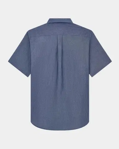 Emporio Armani Men's Chambray Self-Fabric Logo Short-Sleeve Shirt | Thumbnail 7