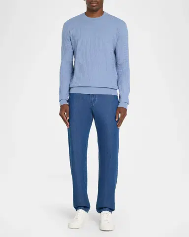Emporio Armani Men's Wool Geometric Jacquard Crewneck Sweater | Thumbnail 2