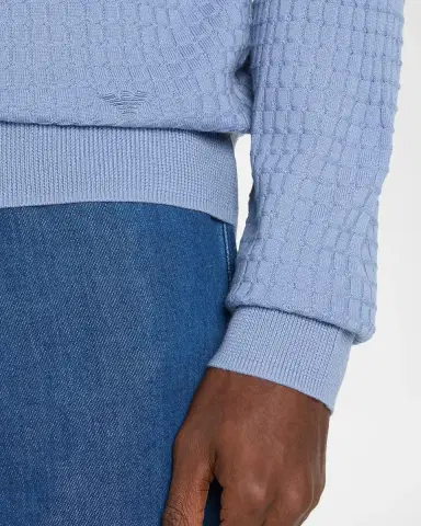 Emporio Armani Men's Wool Geometric Jacquard Crewneck Sweater | Thumbnail 5