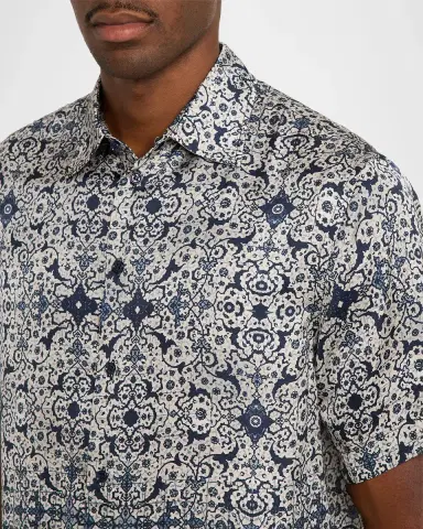Emporio Armani Men's Floral Abstract Short-Sleeve Shirt | Thumbnail 5 Emporio Armani Men's Floral Abstract Short-Sleeve Shirt | Thumbnail 5