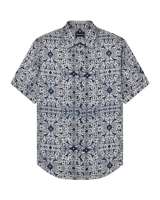 Emporio Armani Men's Floral Abstract Short-Sleeve Shirt