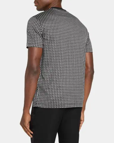 Emporio Armani Men's Geometric Jacquard Crewneck T-Shirt | Thumbnail 3