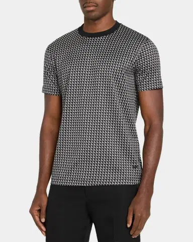 Emporio Armani Men's Geometric Jacquard Crewneck T-Shirt | Thumbnail 4