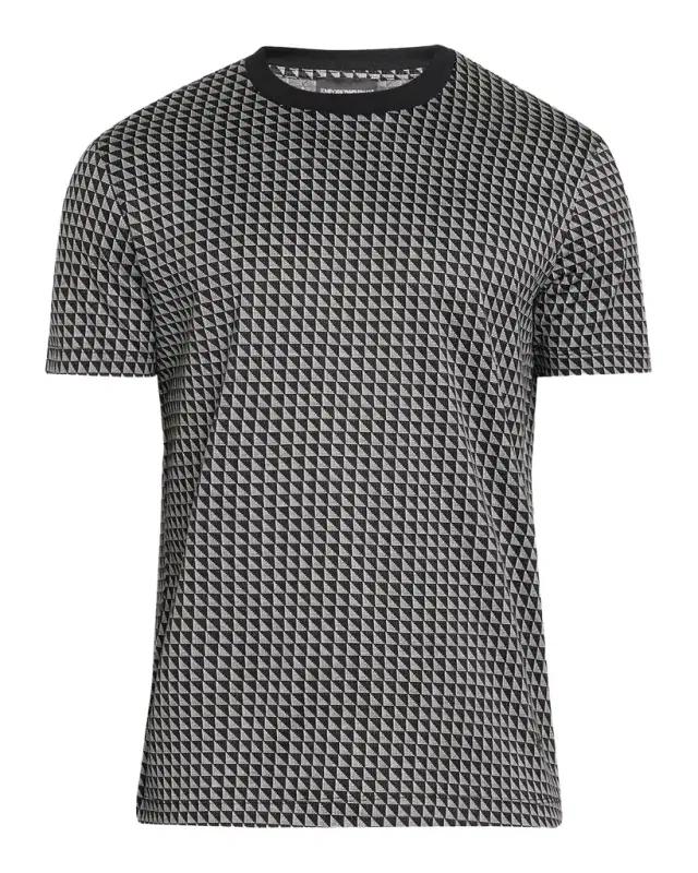 Emporio Armani Men's Geometric Jacquard Crewneck T-Shirt