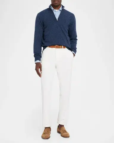 Brunello Cucinelli Men's Cashmere Mouline Quarter-Zip Sweater | Thumbnail 2 Brunello Cucinelli Men's Cashmere Mouline Quarter-Zip Sweater | Thumbnail 2
