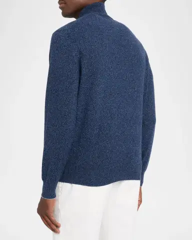 Brunello Cucinelli Men's Cashmere Mouline Quarter-Zip Sweater | Thumbnail 3 Brunello Cucinelli Men's Cashmere Mouline Quarter-Zip Sweater | Thumbnail 3