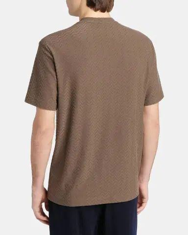 Giorgio Armani Men's Wool Textured Chevron Crewneck T-Shirt | Thumbnail 3