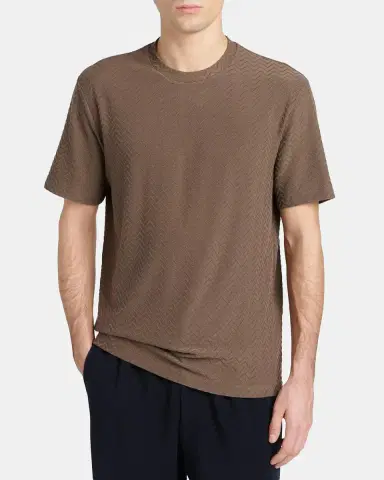 Giorgio Armani Men's Wool Textured Chevron Crewneck T-Shirt | Thumbnail 4