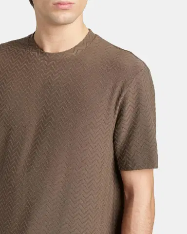 Giorgio Armani Men's Wool Textured Chevron Crewneck T-Shirt | Thumbnail 5