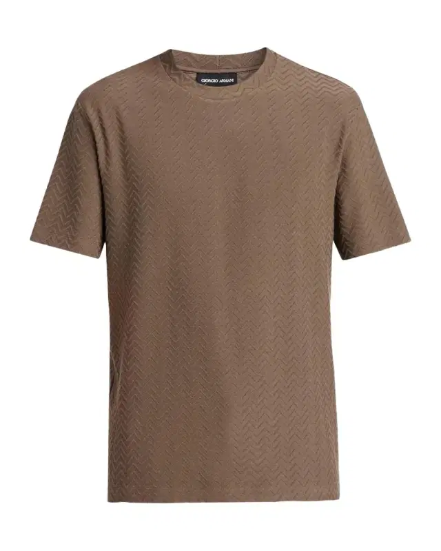 Giorgio Armani Men's Wool Textured Chevron Crewneck T-Shirt