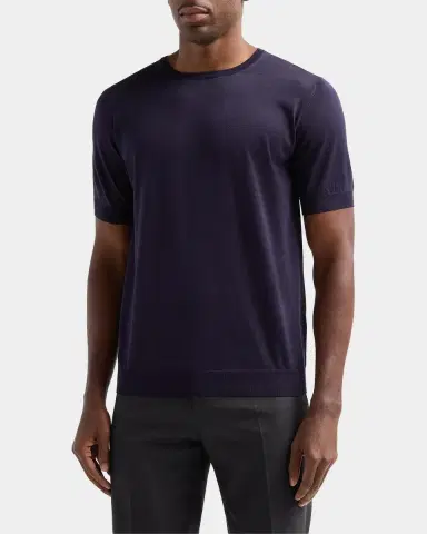 Giorgio Armani Men's Silk and Cotton Crewneck T-Shirt | Thumbnail 4