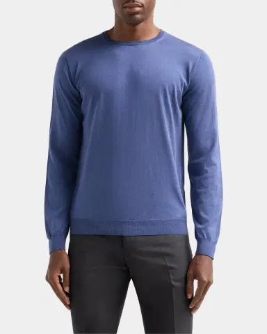 Giorgio Armani Men's Silk and Cotton Jersey Crewneck Sweater | Thumbnail 4