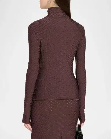 Adam Lippes Sitara Viscose Knit Turtleneck Top | Thumbnail 3