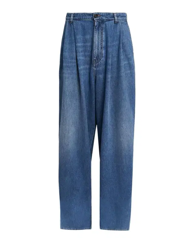 Marni Pleated-Front High-Rise Wide-Leg Jeans