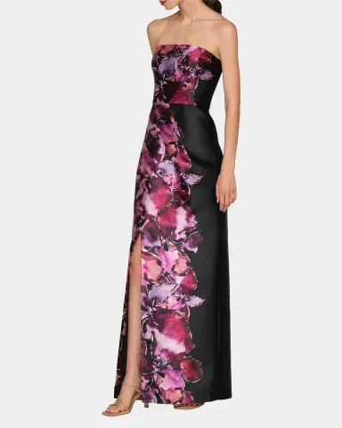 Kay Unger New York Alana Floral Mikado Column Gown | Thumbnail 2