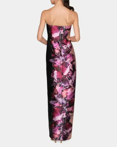 Kay Unger New York Alana Floral Mikado Column Gown | Thumbnail 3