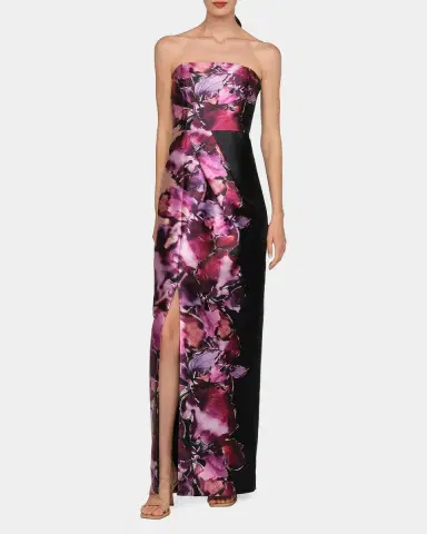 Kay Unger New York Alana Floral Mikado Column Gown | Thumbnail 4