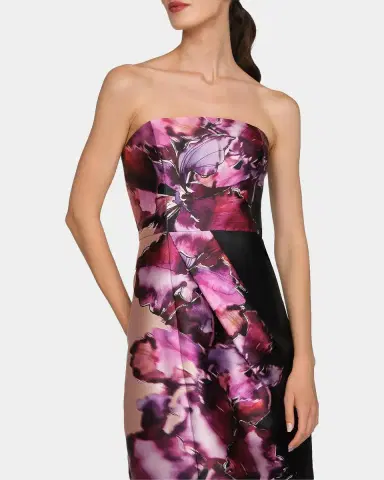 Kay Unger New York Alana Floral Mikado Column Gown | Thumbnail 5