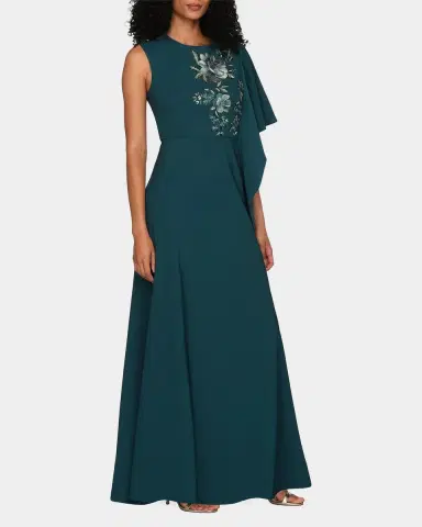 Kay Unger New York Alisha Floral-Embroidered Caftan Gown | Thumbnail 2