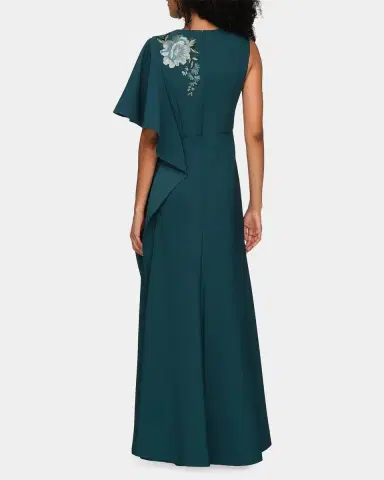 Kay Unger New York Alisha Floral-Embroidered Caftan Gown | Thumbnail 3