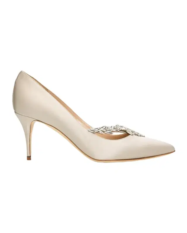 Manolo Blahnik 70mm Nadira Jeweled Satin Pumps