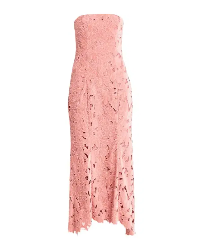 As It May Aurelie Strapless Velvet Lace Midi Dress