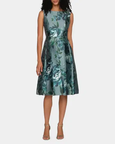 Kay Unger New York Anatasia Peony Print Midi Dress | Thumbnail 4