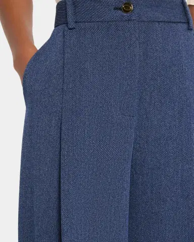 Oscar de la Renta Wool Drill Tailored Wide-Leg Trousers | Thumbnail 5