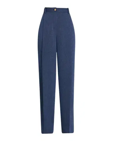 Oscar de la Renta Wool Drill Tailored Wide-Leg Trousers | Thumbnail 1