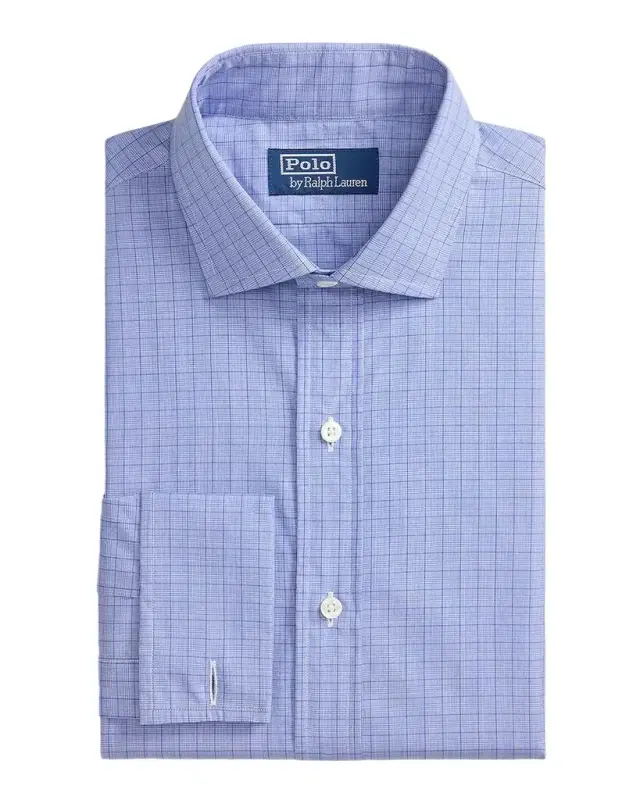 Polo Ralph Lauren Men's Cotton Plaid Custom Fit French Cuff Dress Shirt