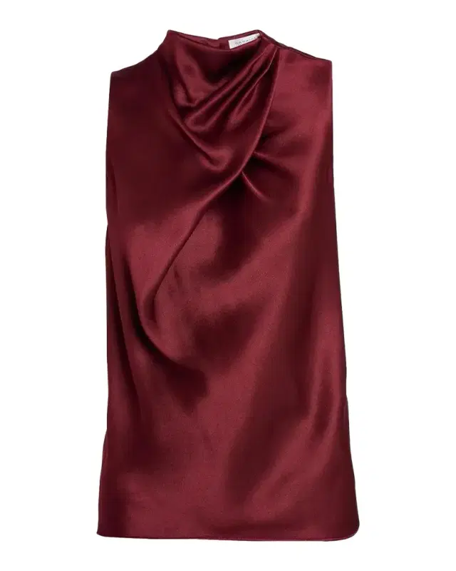 Gabriela Hearst Melina Cowl-Neck Satin Sleeveless Top