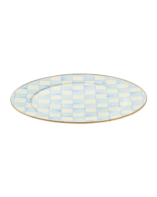 MacKenzie-Childs Sky Check Hand-Painted Enamel Plate