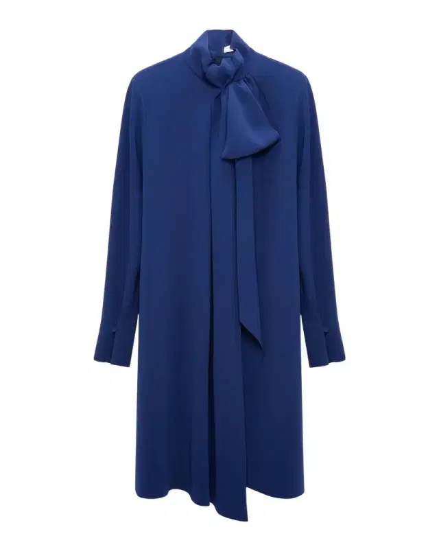 Dorothee Schumacher Statement Drape Tie-Neck Crepe Midi Dress