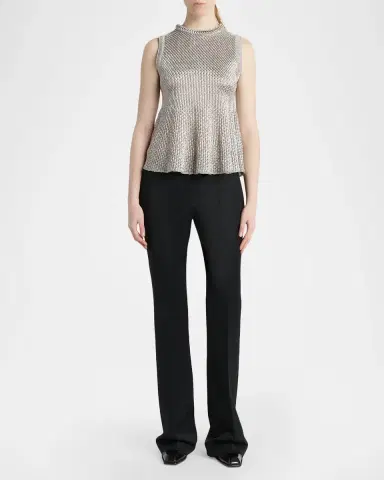 Alexander McQueen Woven Metallic Peplum Top | Thumbnail 2