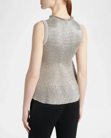 Alexander McQueen Woven Metallic Peplum Top | Thumbnail 3