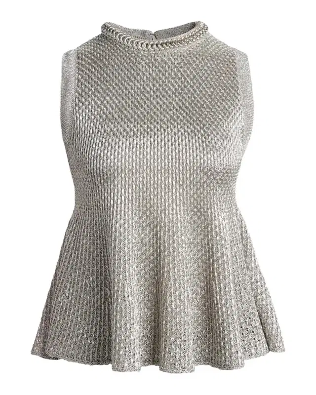 Alexander McQueen Woven Metallic Peplum Top