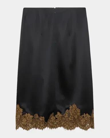 Dorothee Schumacher Shiny Statement Lace-Trim Satin Midi Skirt | Thumbnail 2