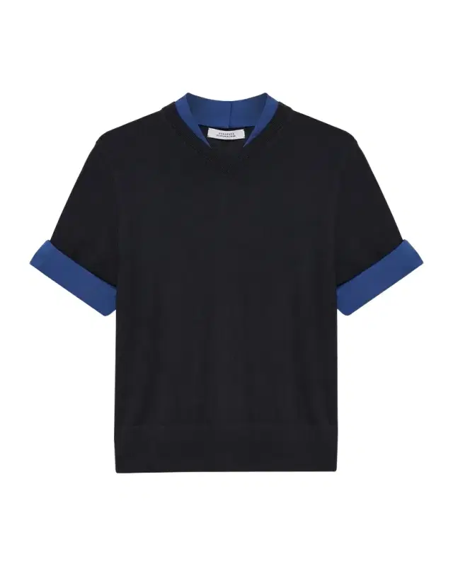 Dorothee Schumacher Chic Merino Poplin-Trim Knit Pullover