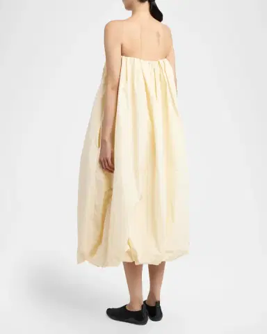 Jil Sander Strapless Asymmetric Draped Balloon Midi Dress | Thumbnail 3 Jil Sander Strapless Asymmetric Draped Balloon Midi Dress | Thumbnail 3