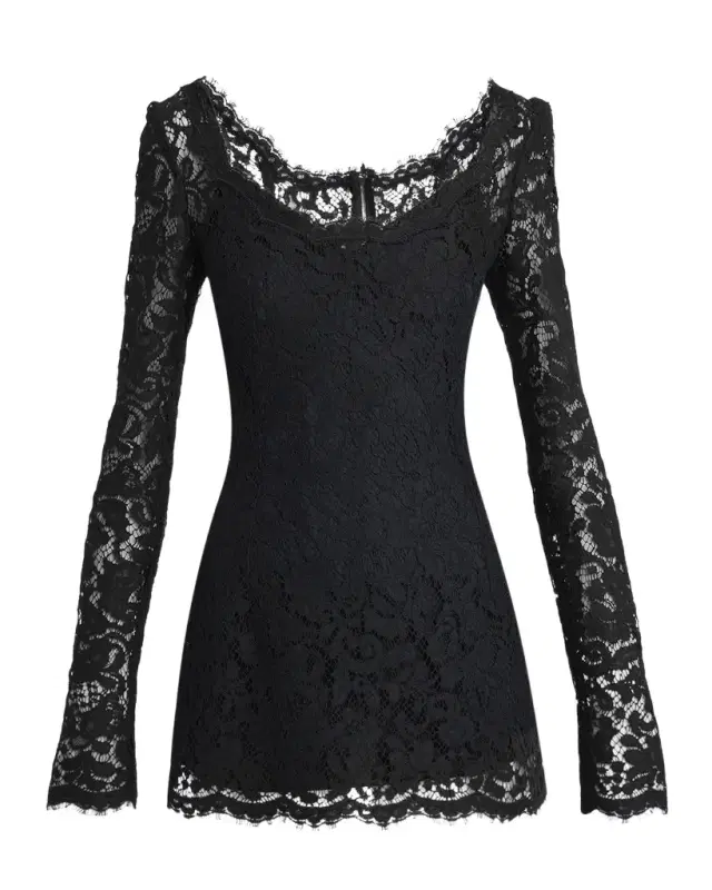 Dolce & Gabbana Long-Sleeve Lace Mini Dress