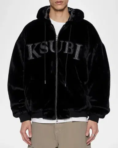 Ksubi Men's Walkout Logo Faux-Fur Hooded Jacket | Thumbnail 4 Ksubi Men's Walkout Logo Faux-Fur Hooded Jacket | Thumbnail 4