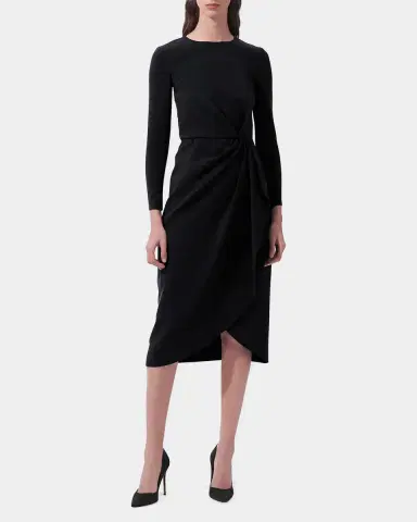 Carolina Herrera Draped Long-Sleeve Midi Dress | Thumbnail 2