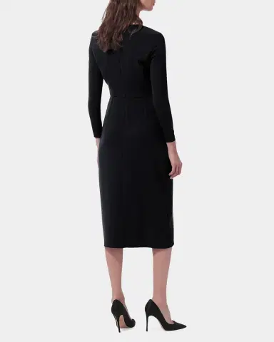 Carolina Herrera Draped Long-Sleeve Midi Dress | Thumbnail 3