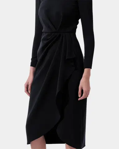 Carolina Herrera Draped Long-Sleeve Midi Dress | Thumbnail 4