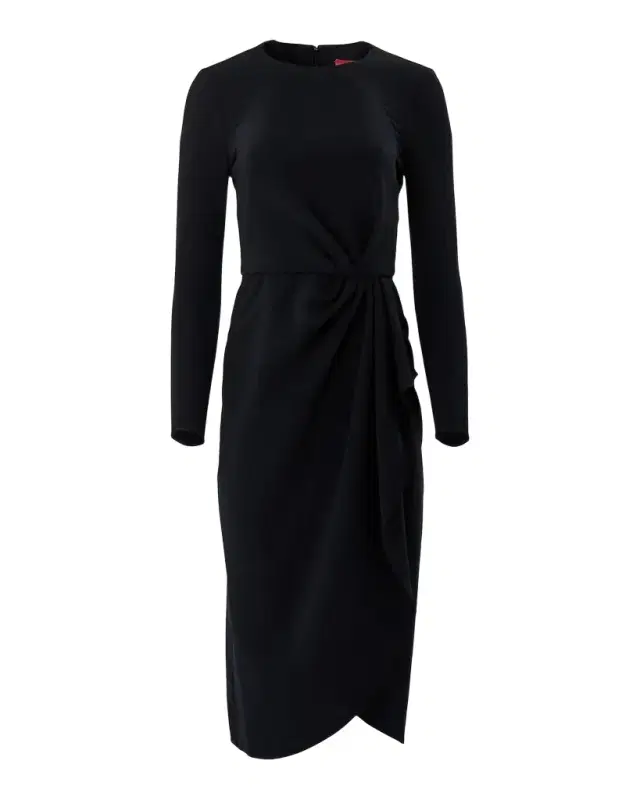 Carolina Herrera Draped Long-Sleeve Midi Dress