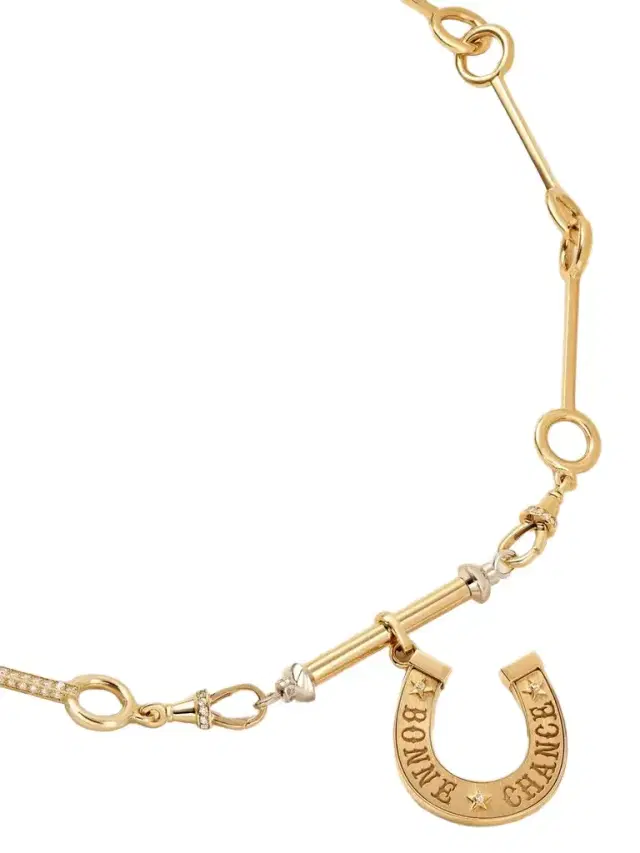 Marie Lichtenberg Small Bonne Chance 18-karat Yellow And White Gold Diamond Necklace